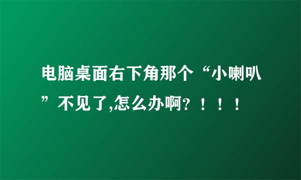 电脑桌面右下角那个“小喇叭”不见了,怎么办啊？！！！