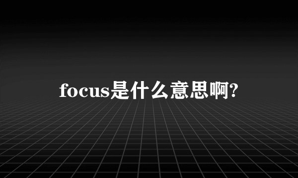 focus是什么意思啊?