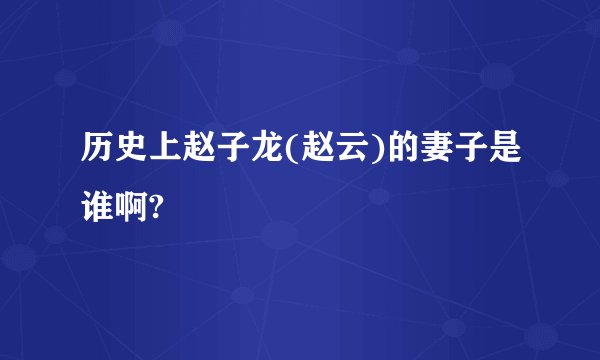 历史上赵子龙(赵云)的妻子是谁啊?