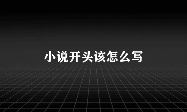 小说开头该怎么写