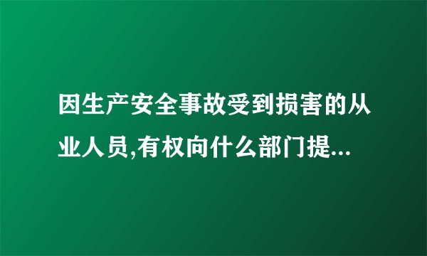 因生产安全事故受到损害的从业人员,有权向什么部门提出赔偿要求？