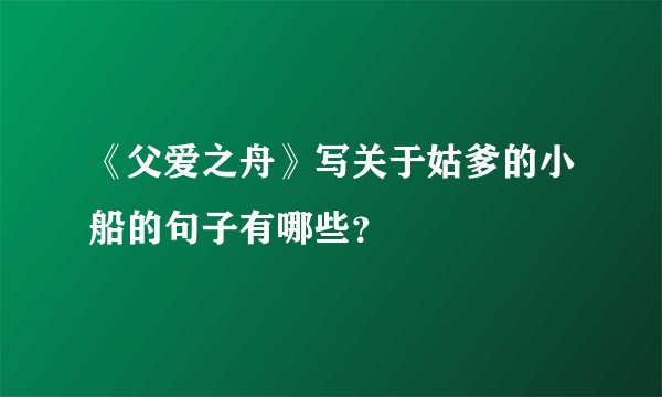 《父爱之舟》写关于姑爹的小船的句子有哪些？