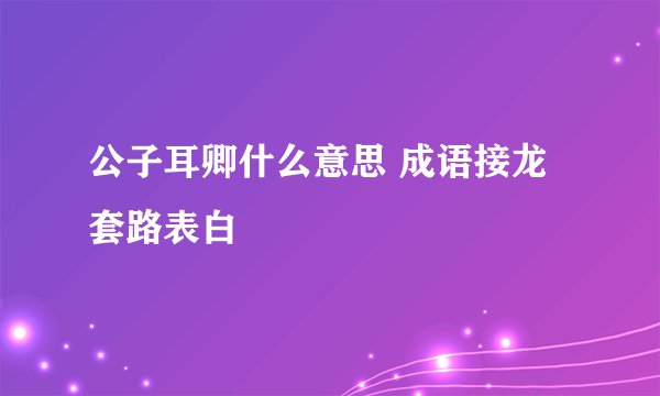 公子耳卿什么意思 成语接龙套路表白