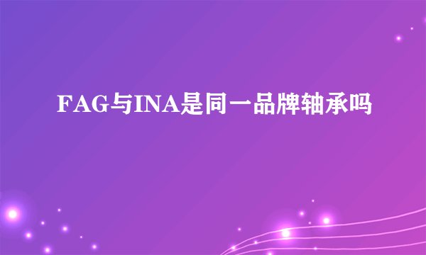 FAG与INA是同一品牌轴承吗