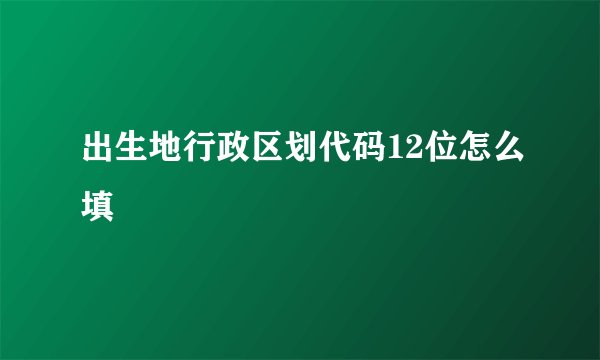 出生地行政区划代码12位怎么填
