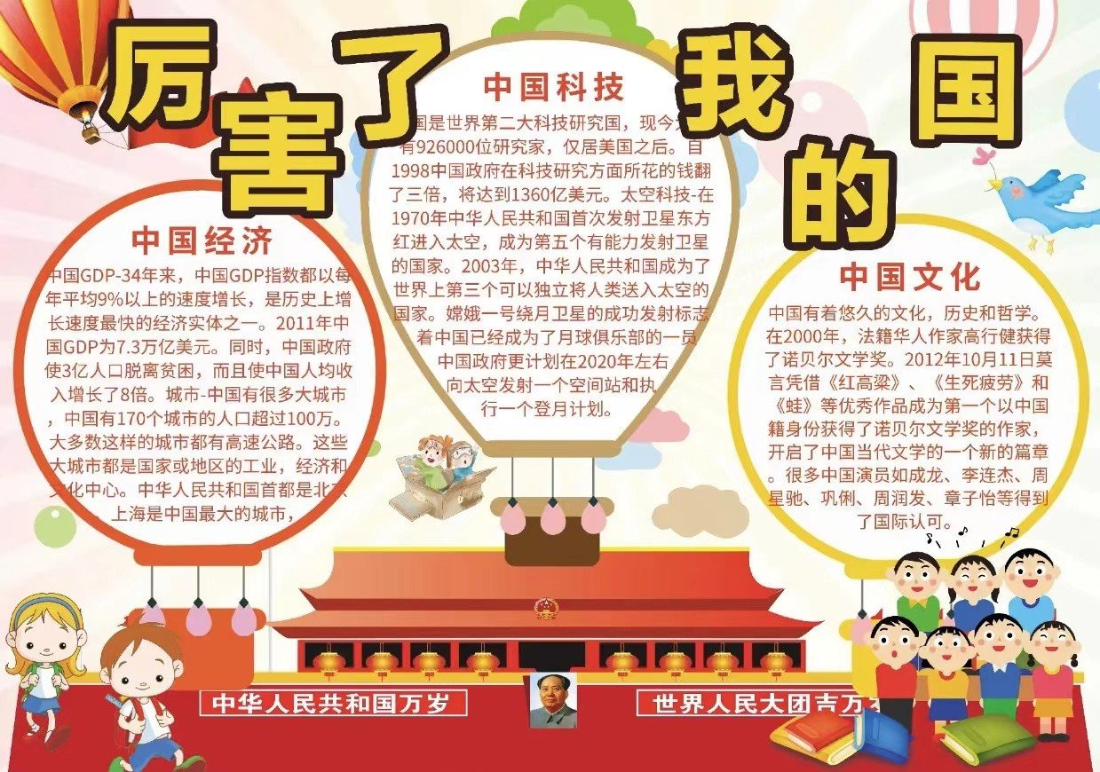 厉害了我的国简短50字手抄报