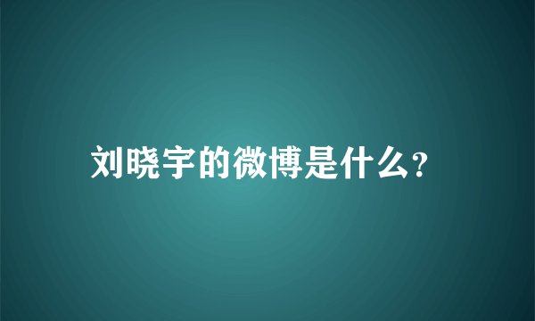 刘晓宇的微博是什么？