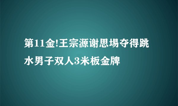 第11金!王宗源谢思埸夺得跳水男子双人3米板金牌