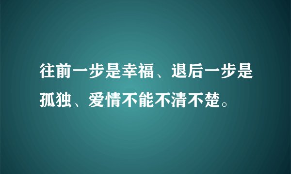 往前一步是幸福、退后一步是孤独、爱情不能不清不楚。