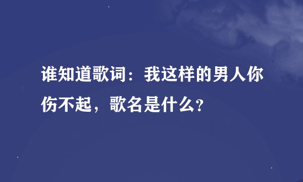 谁知道歌词：我这样的男人你伤不起，歌名是什么？
