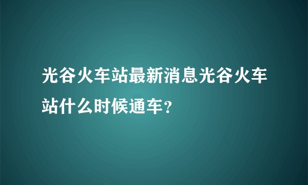 光谷火车站最新消息光谷火车站什么时候通车?