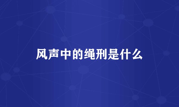 风声中的绳刑是什么