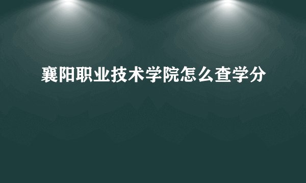 襄阳职业技术学院怎么查学分