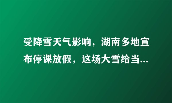 受降雪天气影响，湖南多地宣布停课放假，这场大雪给当地造成了多大影响？