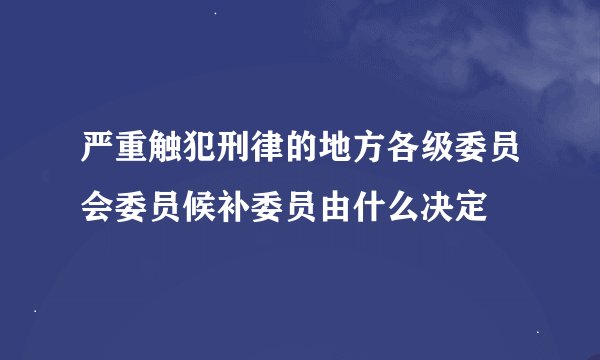 严重触犯刑律的地方各级委员会委员候补委员由什么决定