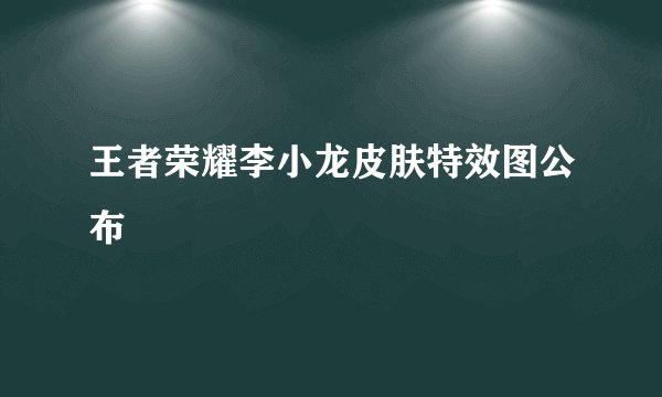 王者荣耀李小龙皮肤特效图公布