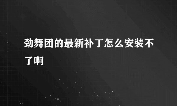 劲舞团的最新补丁怎么安装不了啊