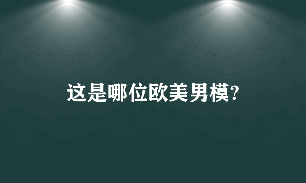 这是哪位欧美男模?