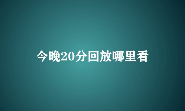 今晚20分回放哪里看