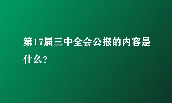 第17届三中全会公报的内容是什么？