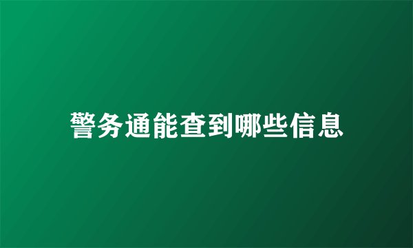 警务通能查到哪些信息
