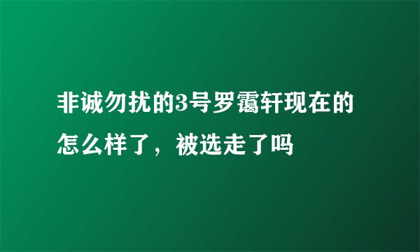 非诚勿扰的3号罗霭轩现在的怎么样了，被选走了吗