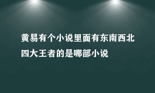 黄易有个小说里面有东南西北四大王者的是哪部小说