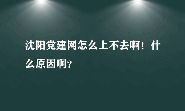 沈阳党建网怎么上不去啊！什么原因啊？