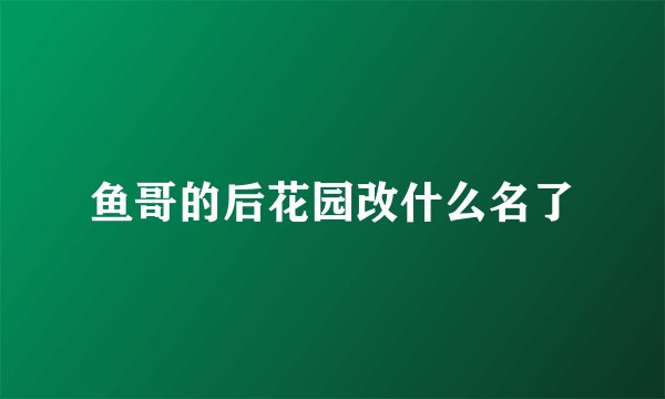 鱼哥的后花园改什么名了