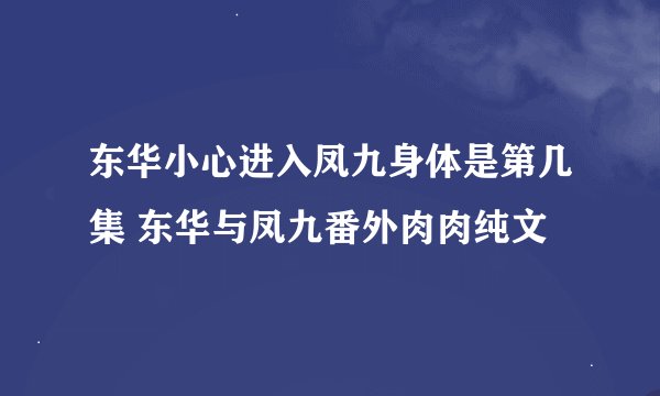 东华小心进入凤九身体是第几集 东华与凤九番外肉肉纯文