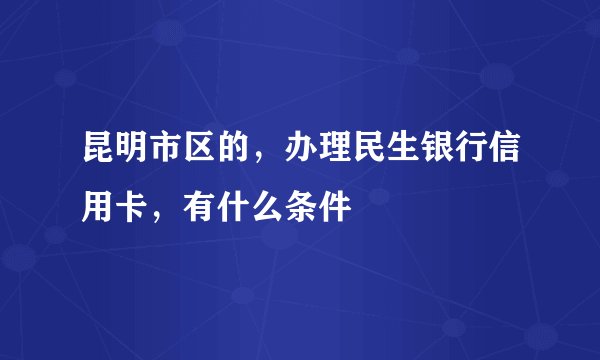 昆明市区的，办理民生银行信用卡，有什么条件