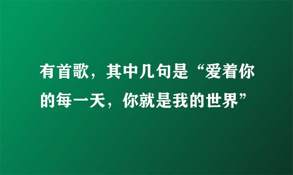 有首歌，其中几句是“爱着你的每一天，你就是我的世界”