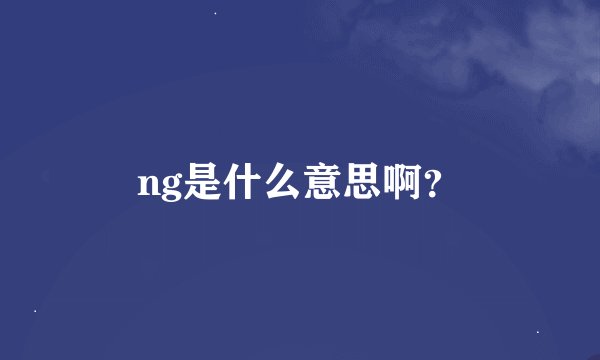 ng是什么意思啊？