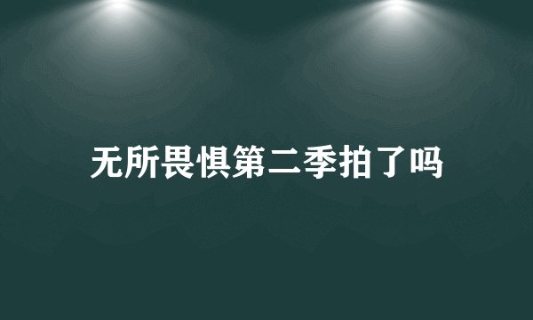 无所畏惧第二季拍了吗