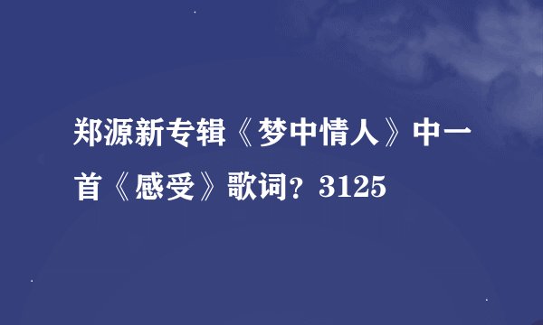 郑源新专辑《梦中情人》中一首《感受》歌词？3125
