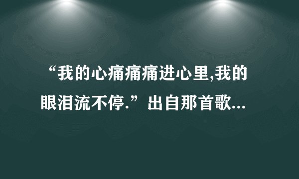 “我的心痛痛痛进心里,我的眼泪流不停.”出自那首歌?那位歌手?