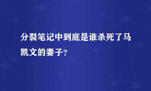分裂笔记中到底是谁杀死了马凯文的妻子？