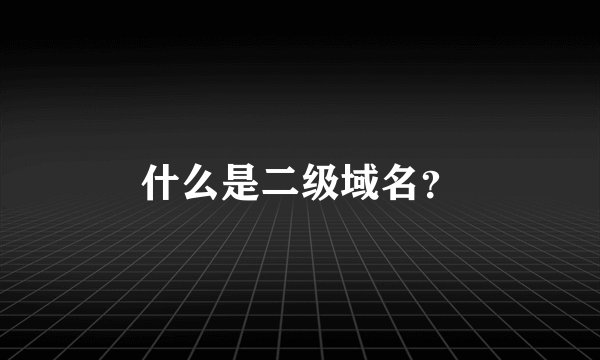 什么是二级域名？