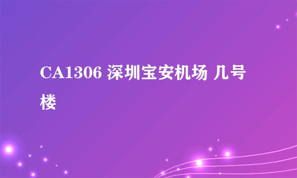 CA1306 深圳宝安机场 几号楼