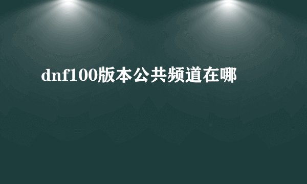 dnf100版本公共频道在哪