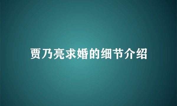 贾乃亮求婚的细节介绍