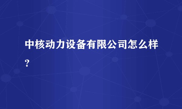 中核动力设备有限公司怎么样？