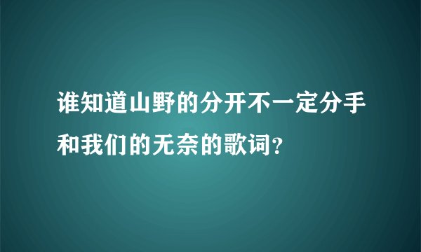 谁知道山野的分开不一定分手和我们的无奈的歌词?