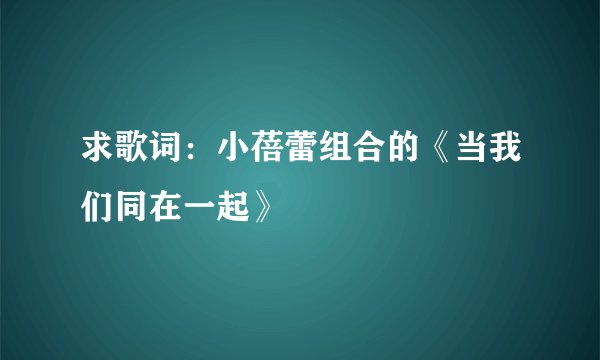 求歌词：小蓓蕾组合的《当我们同在一起》