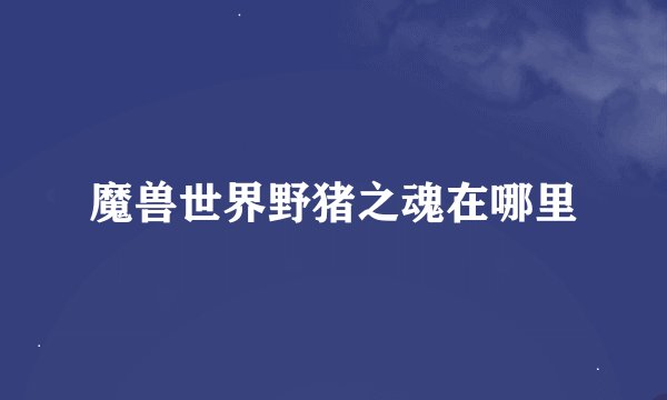 魔兽世界野猪之魂在哪里