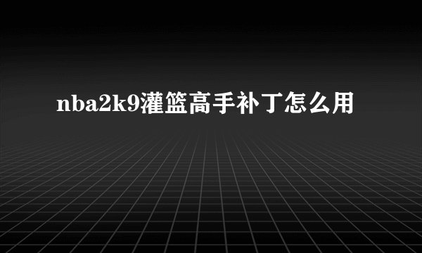 nba2k9灌篮高手补丁怎么用