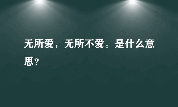 无所爱，无所不爱。是什么意思？