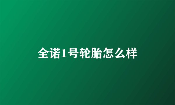 全诺1号轮胎怎么样