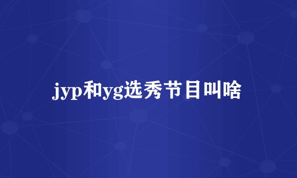 jyp和yg选秀节目叫啥