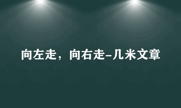 向左走，向右走-几米文章